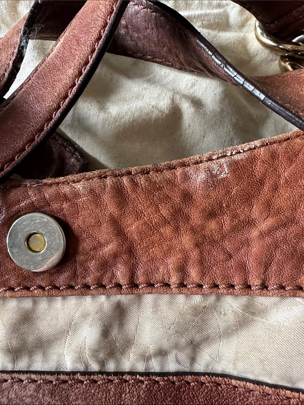 Michael Kors Suede Stud-Accent Shoulder Bag in Taupe and Brown